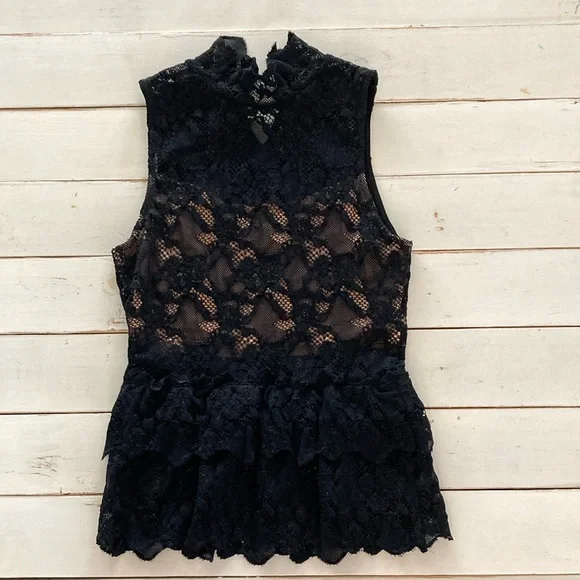 Peplum Cut Out Top in Black, Nightcap, 2 - Picture 2 of 8